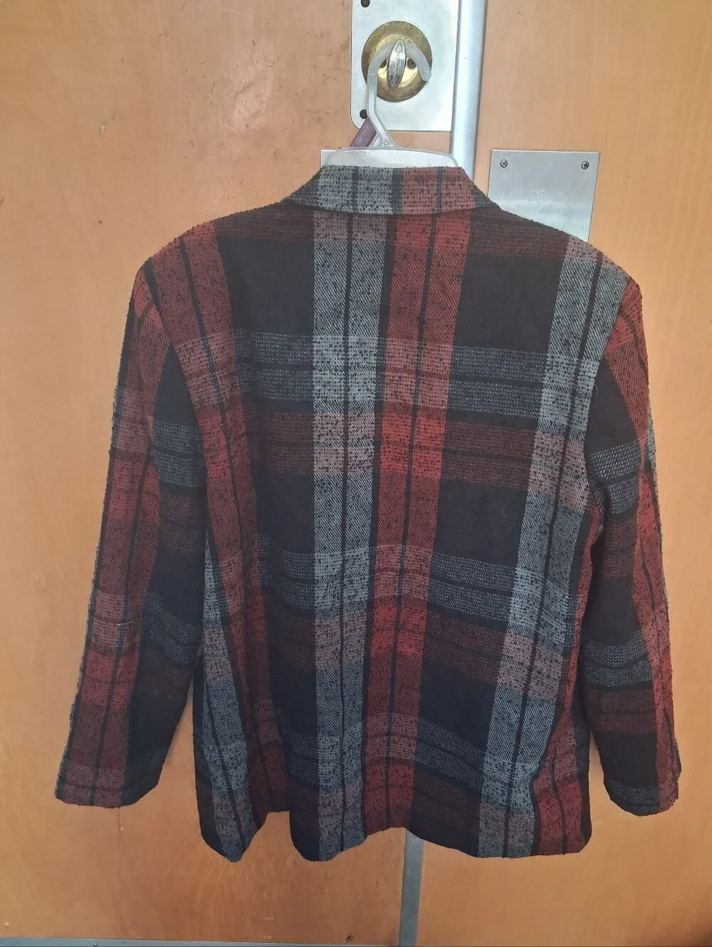 Joyce Plaid Blazer in Rust and Charcoal Womens 16